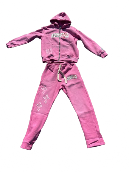 Pink SCRIPTED "Red Cross" jumpsuit